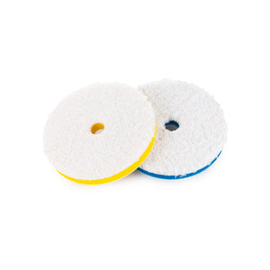 Rupes Da Microfiber blue and yellow on a white background.