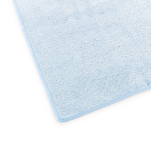 The Rag Company Spa and Workout 16x27 light blue 3 pack corner view on a white background.