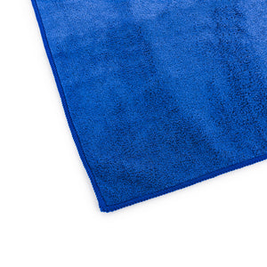 The Rag Company Spa and Workout 16x27 royal blue 3 pack corner view on a white background.
