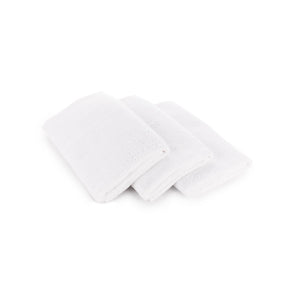 The Rag Company Spa and Workout 16x27 white 3 pack layered view on a white background.
