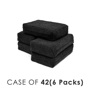 Terry Sponge 3x5 black stacked view with the text "Case of 42(6 Packs)" on a white background.