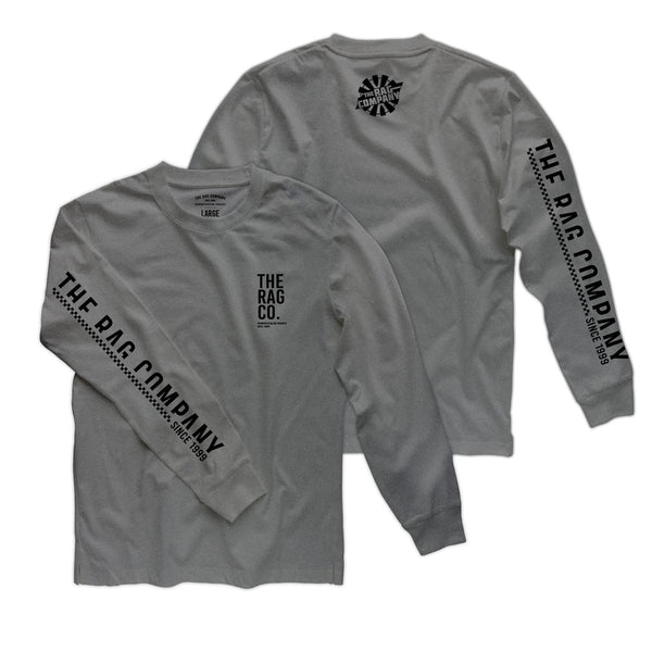 Checkered Sleeve Block Logo Unisex Long Sleeve Shirt