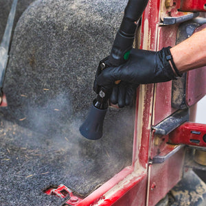 TRC Ultra Air Blaster Mini attached to an air compressor.