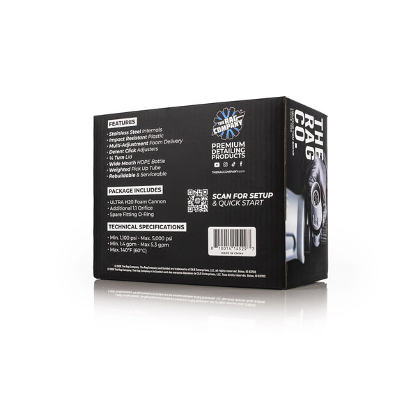 TRC Ultra H2o Foam Cannon packaging back view on a white background.