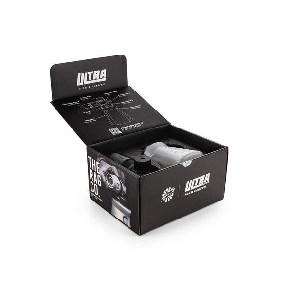 TRC Ultra H2o Foam Cannon packaging open view on a white background.