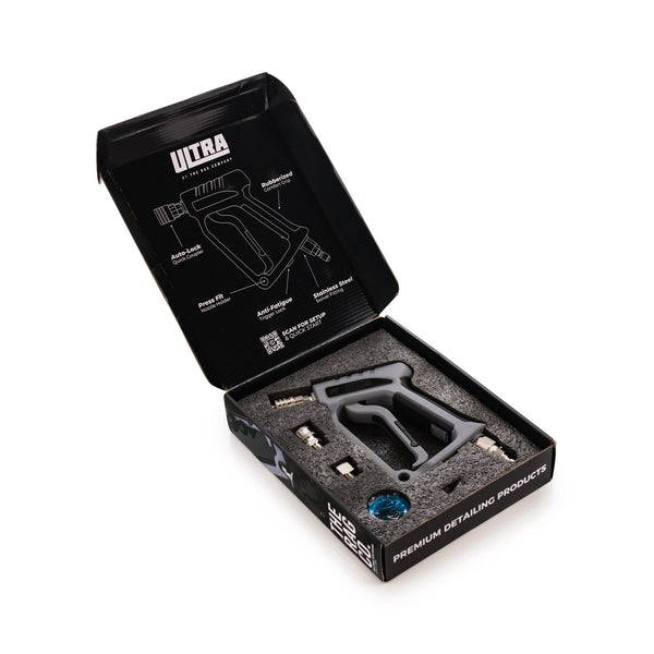 TRC Ultra H2o Spray Gun packaging open view on a white background.