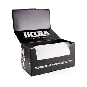 A box of white Rip N' Rag open packaging on a white background.