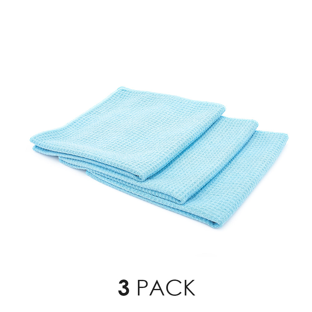 The Rag Company (3-pack) 16 in. x 16 in. Yellow Waffle-Weave 370gsm Microfiber Detailing, Window/Glass and Drying Towels - Lint-Free, Streak-Free