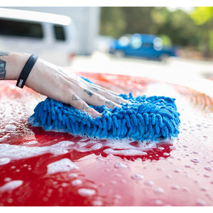 TRC Chenille Wash Mitt Blue Example