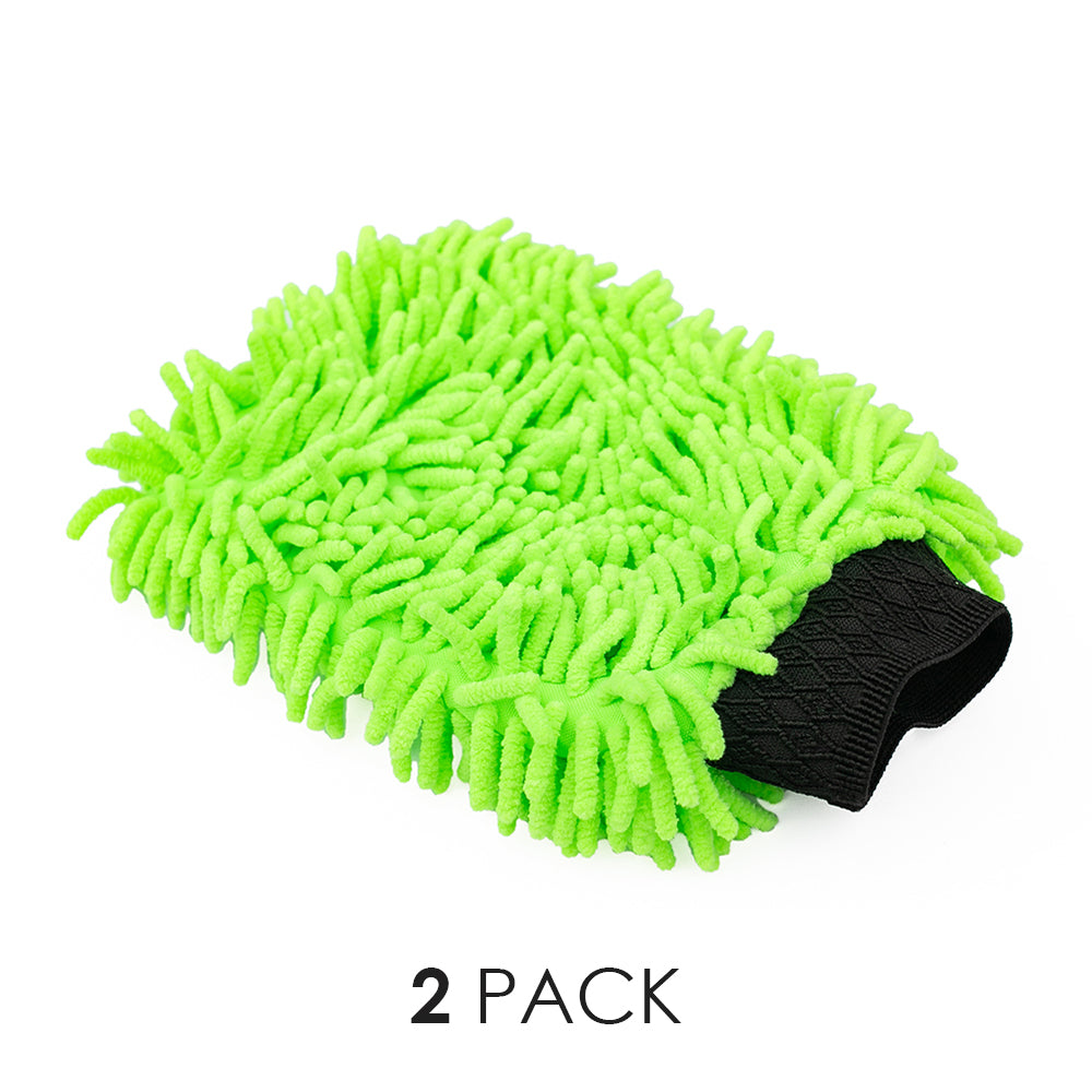 HeGangLy 2 Pack Car Wash Mitt Microfiber Chenille Car Wash Mitt Scratch Free for Cars Cleaning,Home Cleaning Mitts(Green/Blue).
