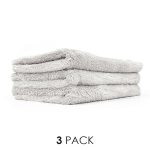 A picture of a 3-pack of 16x24 inch Ice Grey Eagle Edgeless 500 towels from The Rag Company