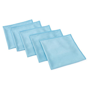 5 blue 16x16 Premium Glass & Window microfiber towels from The Rag Company