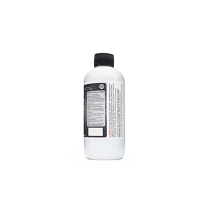 Solution Finish Fusion Grey Restorer bottle side label on a white background.