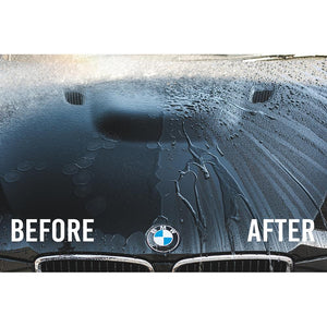 P&S Bead Maker Demo before and after on the hood of a car. 