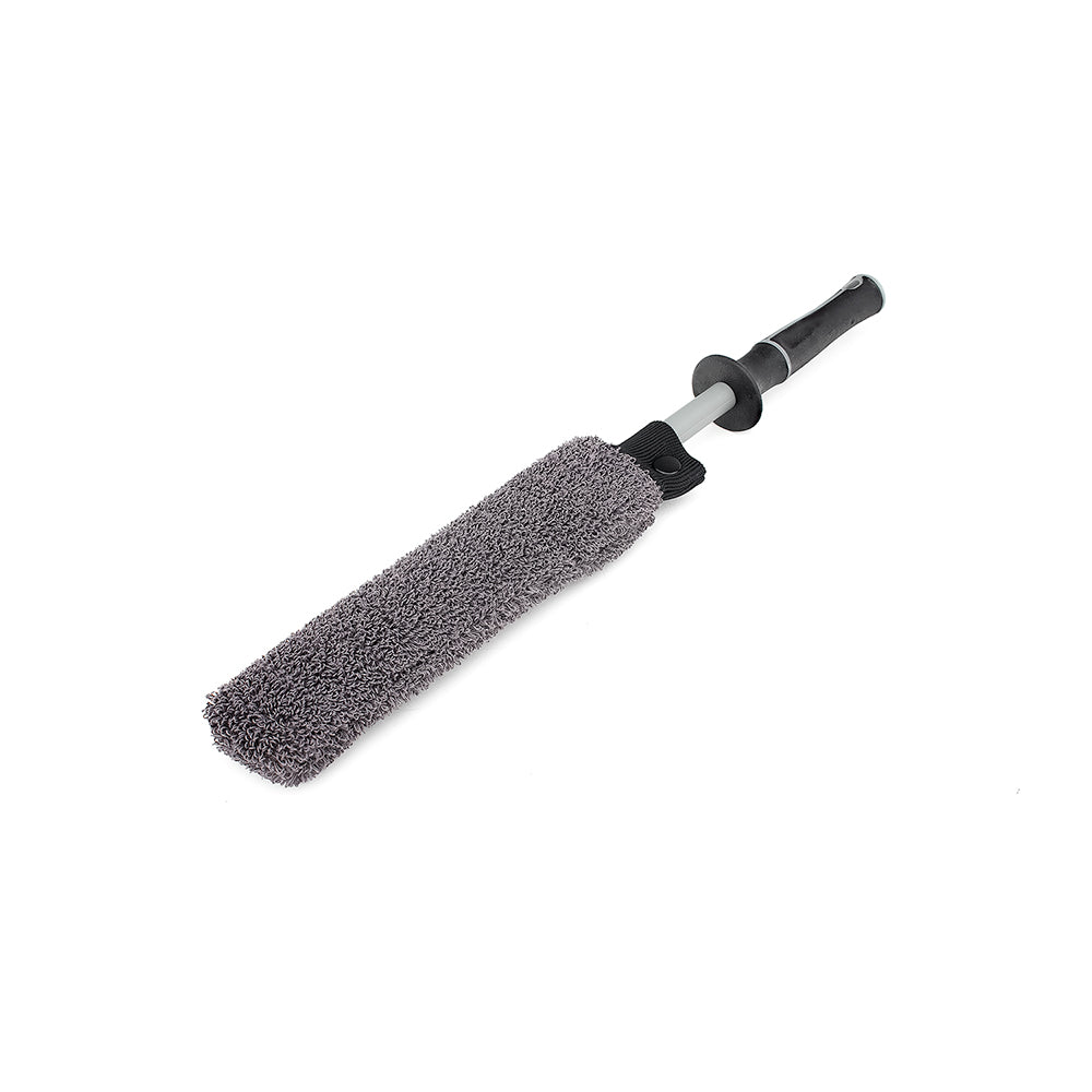Car Wheel Cleaning Brush Soft Microfibre Long Handle Rim Detailing Brush -  Black+White Handle-TVCMall.com