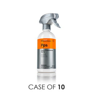 A spray bottle of Koch Chemie Panel Preparation Spray on a white background with the text 'Case of 10'.