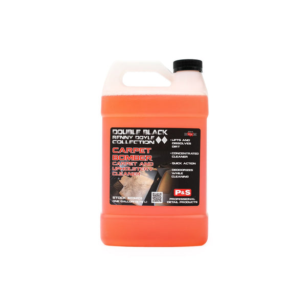 A 1-gallon bottle of Carpet Bomber carpet and upholstery cleaner from P&S Professional Detail Products on a white background.