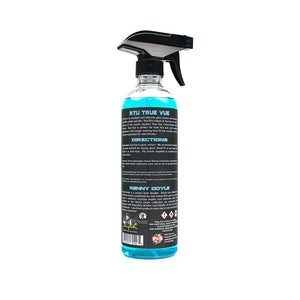 The back of a spray bottle of P & S True Vue on a white background.