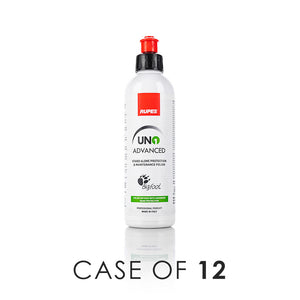 A bottle of Rupes Uno Advanced on a white background with the text 'Case of 12'.