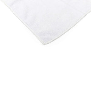 The Rag Company Spa and Workout white towel corner on a white background.