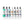 The contents of the Stjarnagloss - Essential Gift Box. From left to right: Bubblor high gloss car wash - 100ml, Skära gloss-enhancing polish - 100ml, Gummi trim and tyre dressing - 100ml, Tjära tar and bug remover - 100ml, Glas professional glass cleaner - 100ml, Pärla spray sealant - 100ml, Silke high gloss detailing spray - 100ml