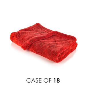 A folded red 1500 towel on a white background with the text 'Case of 18.